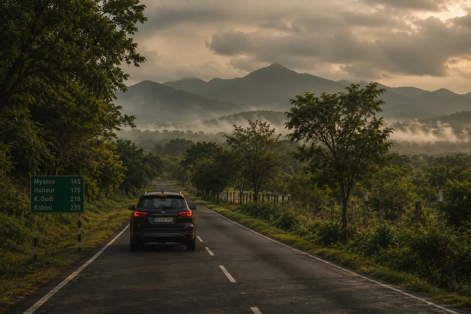 Scenic route used for the Bangalore to Kabini road trip